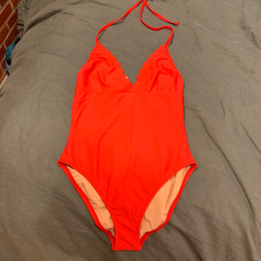 NWT J.Crew Scalloped Red one piece